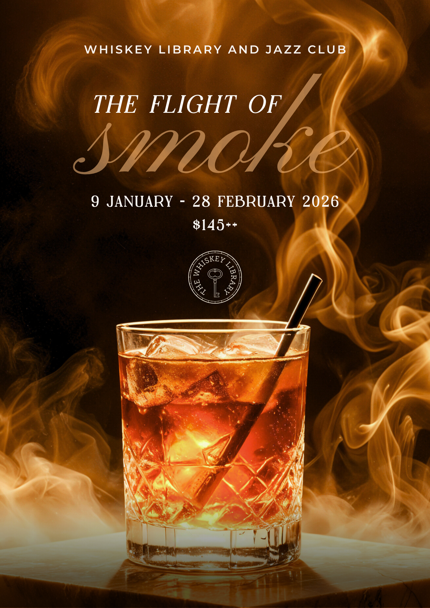 The Whiskey Library A4 Flight of Smoke Poster